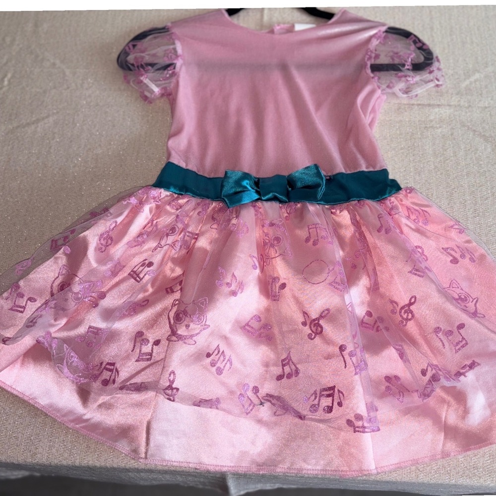 Pokemon Musical Theme Costume Dress Pink Excellent Glitter Music Notes Bow 4 - 6